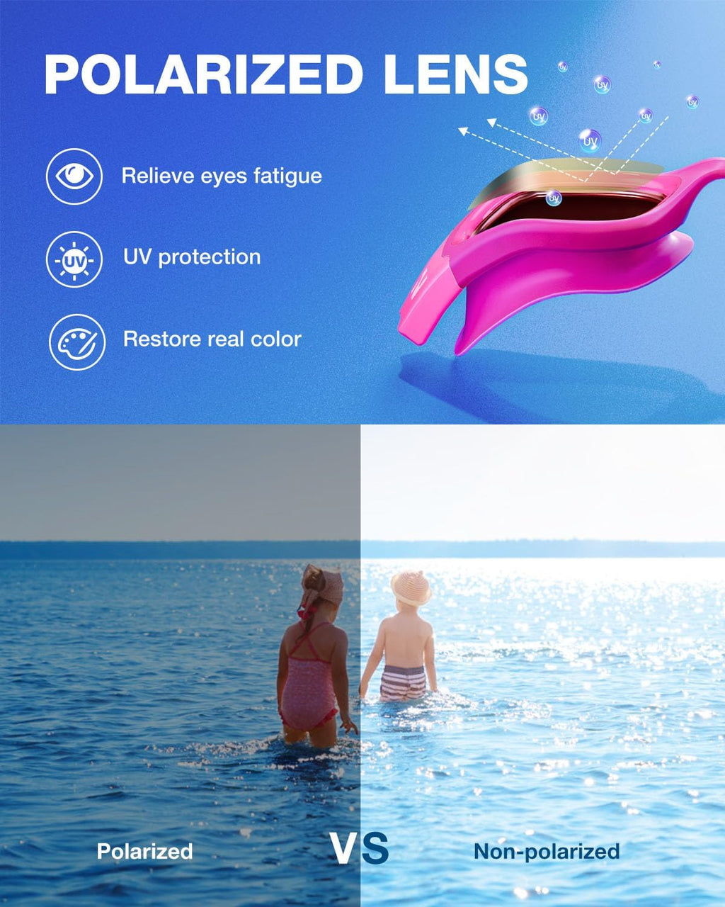 ZIONOR Kids Swim Goggles - G1MINI Ultra Photochromic Polarized Design for Boys & Girls