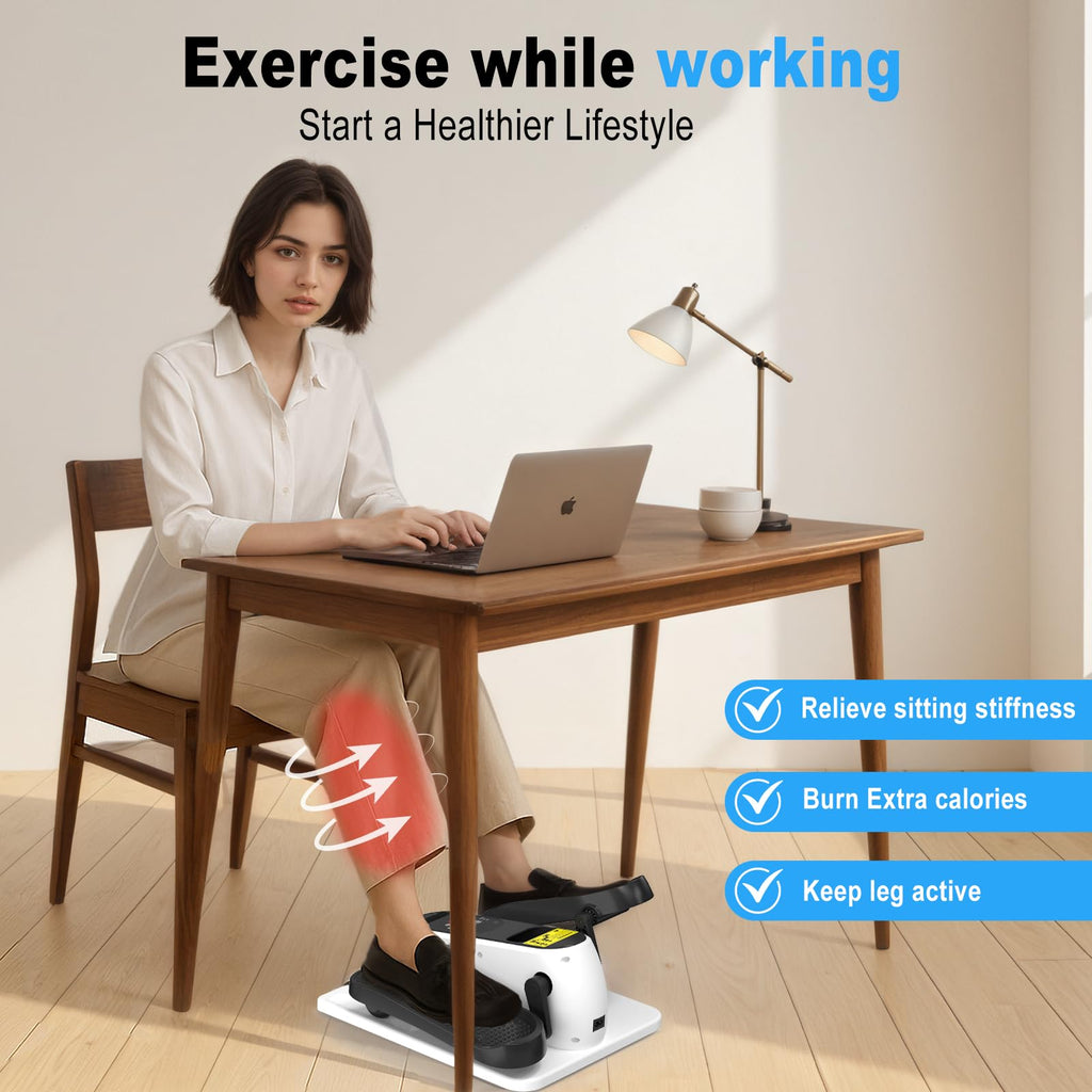 HOTWAVE Under Desk Elliptical Exercise Machine, Ellipse Leg Exerciser Electric as Seen on TV While Sitting for Seniors with Remote Control & 12-Speeds, Seated Foot Pedal Exercise Training Equipment