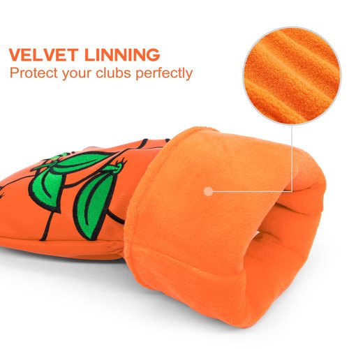 Montela Golf Club Covers Orange Golf Head Cover Driver Covers Fairway Wood Headcover Hybrid Cover Leather Golf Headcover for Scotty Cameron Taylormade Titleist Odyssey (for Hybrid)