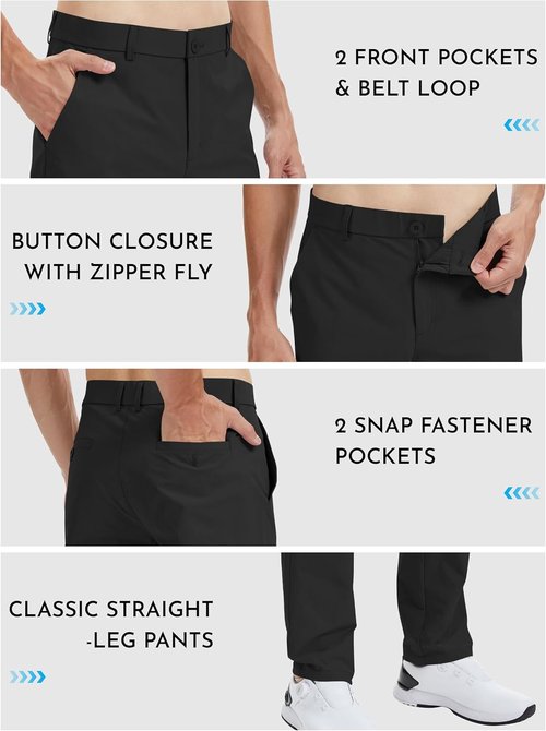 LETAOTAO Men's Golf Pants - Lightweight Stretch Dress Trousers with Pockets | Available in 32"-38" Sizes