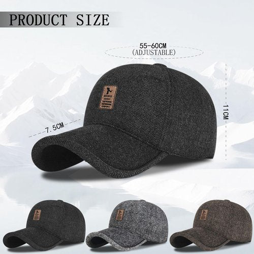 Yooooomi 2 Pack Winter for Men Outdoor Hat,Adjustable Warm Baseball Cap Hats Dad Caps (US, Alpha, One Size, Black+Brown)