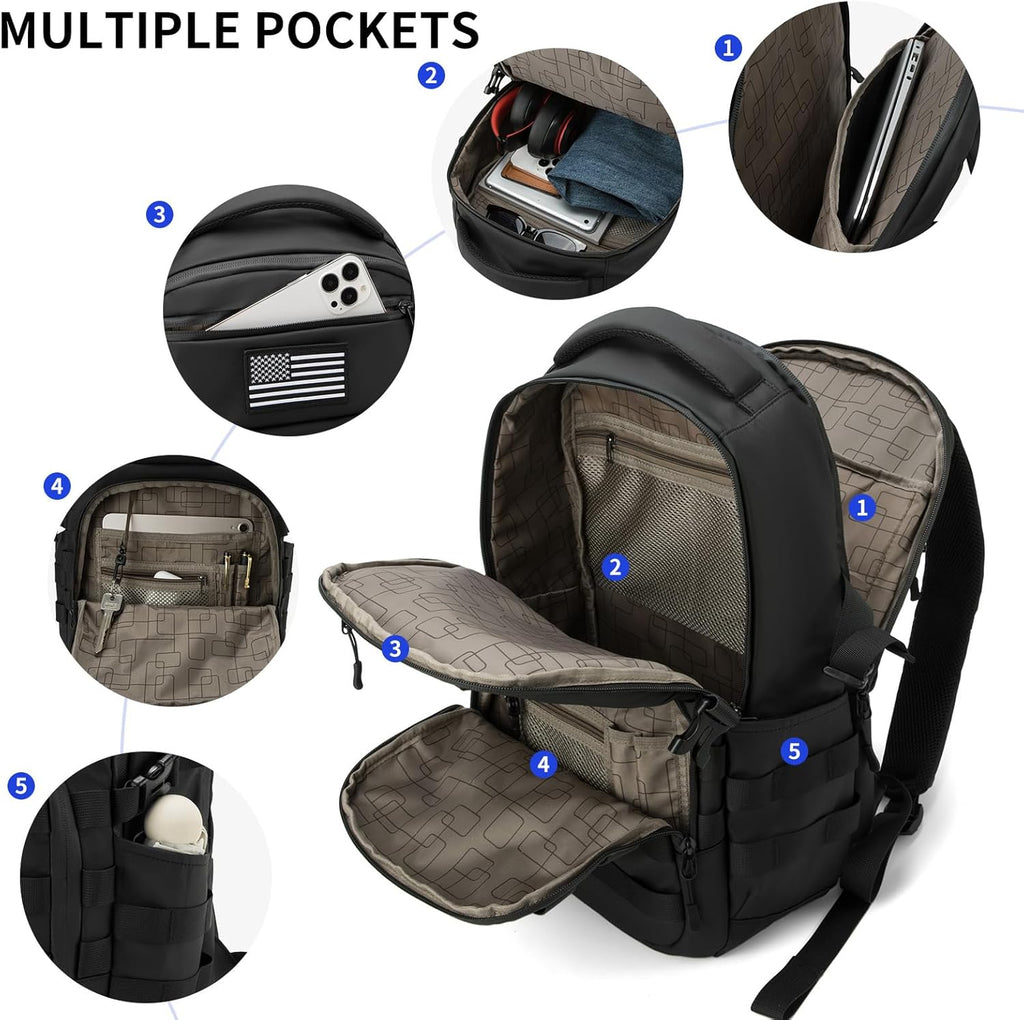 Wotony Tactical Backpack - Military-Grade Assault Bag for Men | Compact Black Design