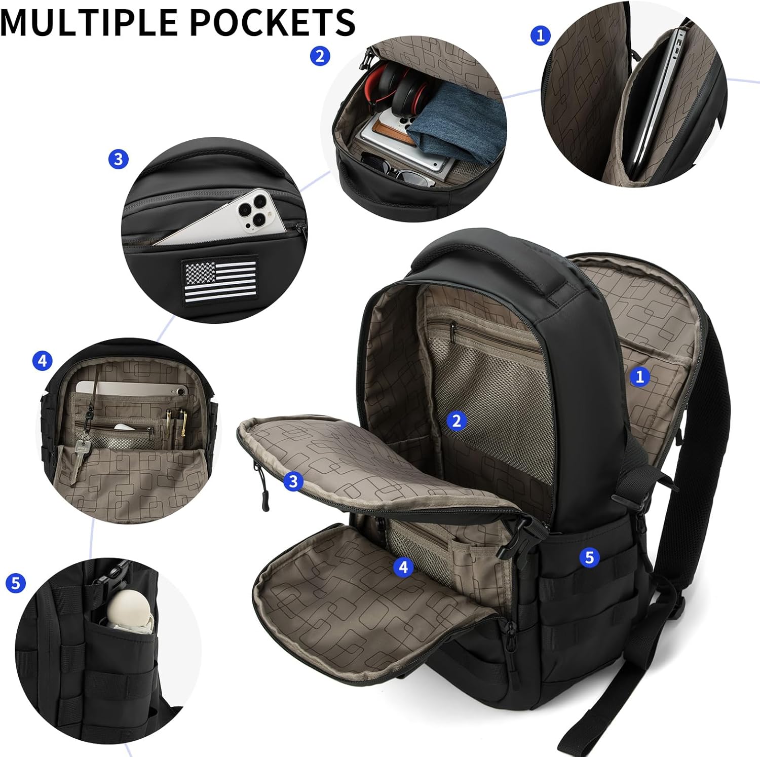 Wotony Tactical Backpack - Military-Grade Assault Bag for Men | Compact Black Design