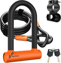 Sportneer Bike U Lock - Heavy-Duty Anti-Theft Lock with 5ft Steel Cable & 17mm Shackle | Orange