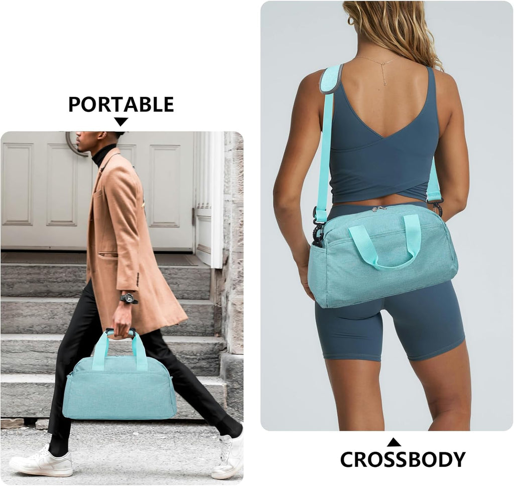 Skiennix 14-Inch Mini Duffel Bag - Lightweight Gym Bag for Travel | Stylish Light Green Design