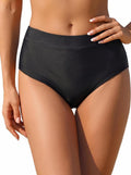 Tempt Me Women Mid Waist Bikini Bottoms - Black, Medium (Full Coverage)