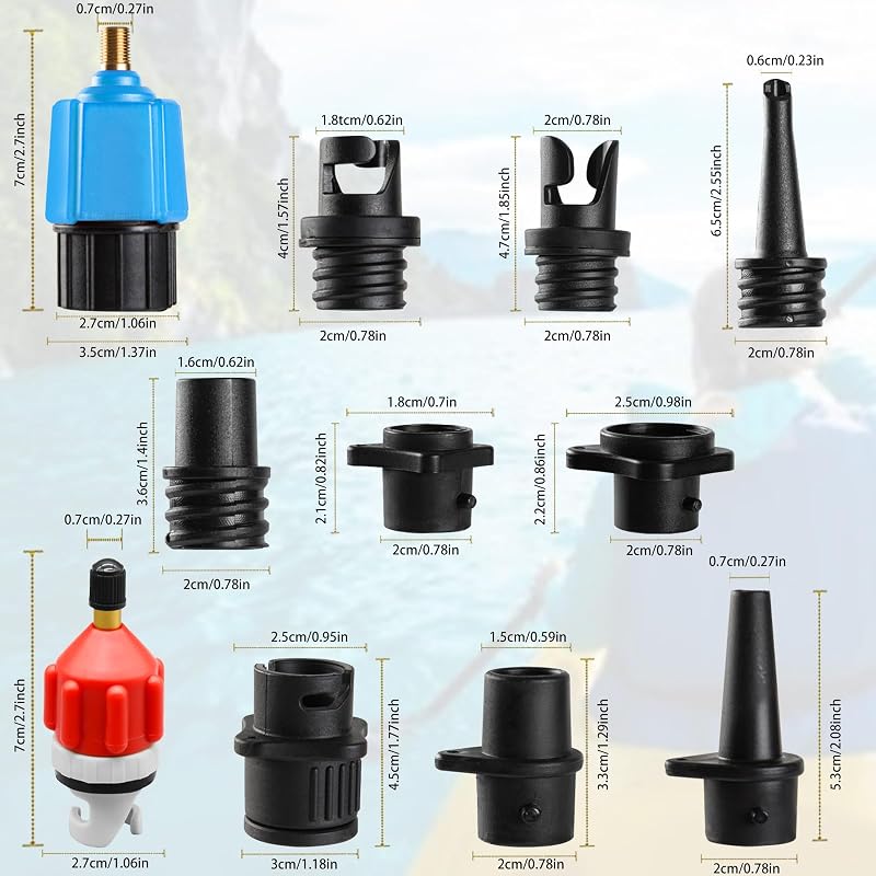 Inflatable Paddle Board Pump Adapter Kit - 9 Nozzles & Valve Attachment for Air Pumps