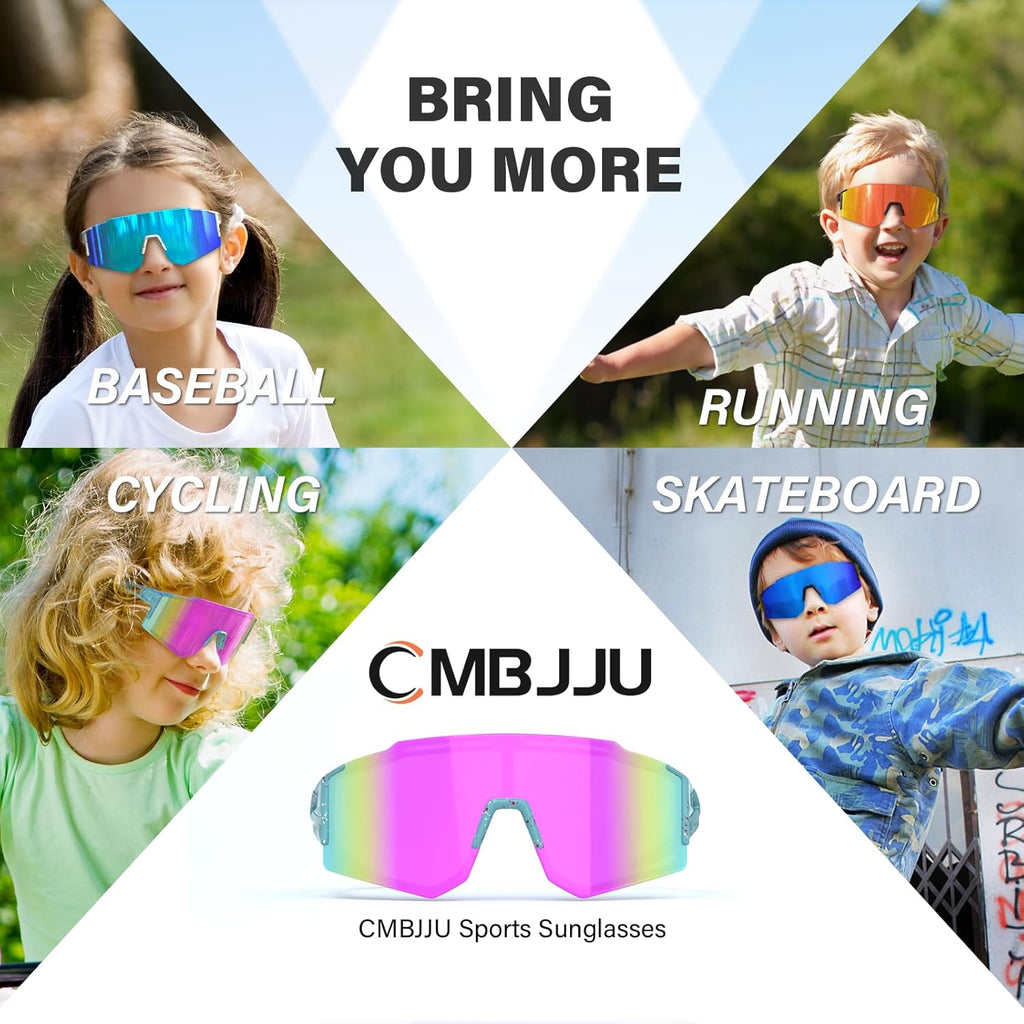 Skiennix Kids Sunglasses - Youth Baseball Glasses for Ages 6-14 | UV Protection Goggles