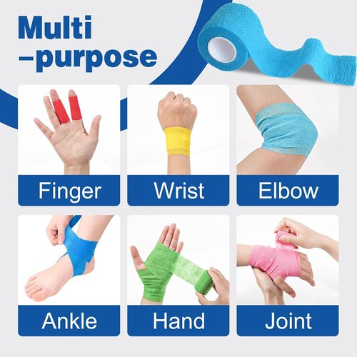 AZEN Self-Adhesive Bandage Wrap - 16 Pack, 2" x 5 Yards, Elastic Cohesive Athletic Tape | Versatile Color Options