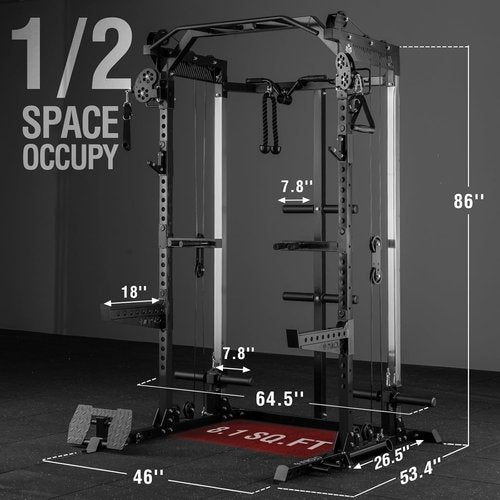 Mikolo Power Cage - 2000LB Power Rack with Dual Pulley System | Multi-Function Home Gym Machine