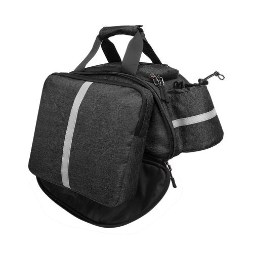 MOSISO Bike Rack Bag, Waterproof Bicycle Trunk Pannier Rear Seat Handbag Cycling Bike Carrier Reflective Backseat Cargo Storage Luggage Saddle Shoulder Bag with Water Bottle Holder&Handle, Black