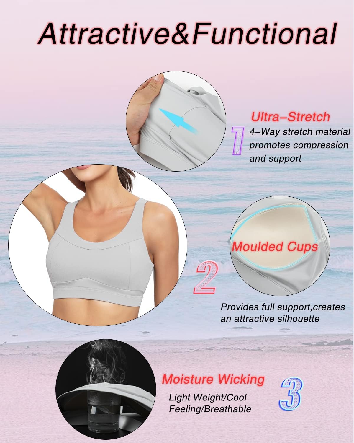 RUNNING GIRL High Impact Sports Bra - Racerback Design for Ultimate Support | Longline Crop Top