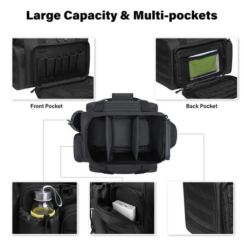 MOSISO Tactical Range Bag for Gun,Large Range Duffle for Pistols and Gear,Carrying Bag with Handle&Shoulder Strap for Handguns and Ammo, Soft Cases for Pistol for Shooting Range Outdoor Hunting, Black