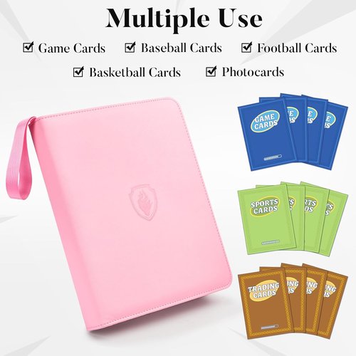 Fabmaker 9 Pocket Card Binder - Premium PU Cover Holds 756 Cards | Portable Black Album for Trading & Sports Cards