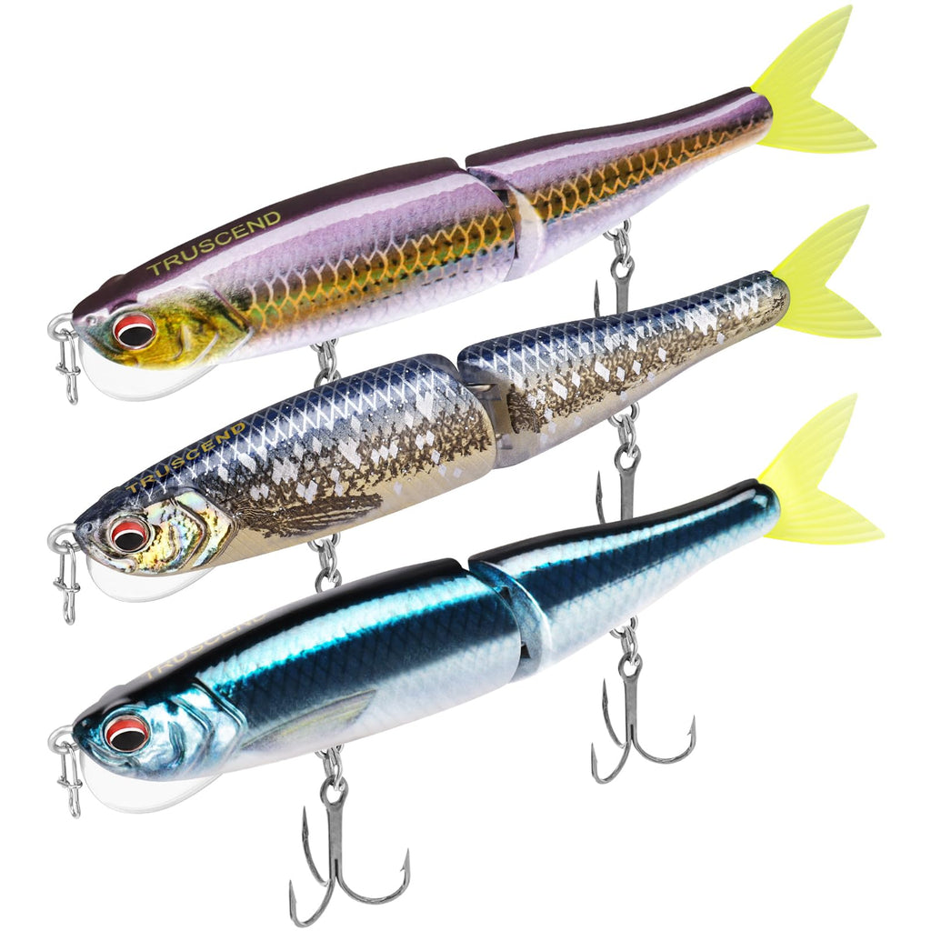 TRUSCEND Fishing Lures for Bass, Glide Baits with Vertical Tongue Design, Segmented Swimbaits Fishing Lures for Saltwater Freshwater, Slow Sinking Plugs Lures for Bass Walleye Trout Pike Musky