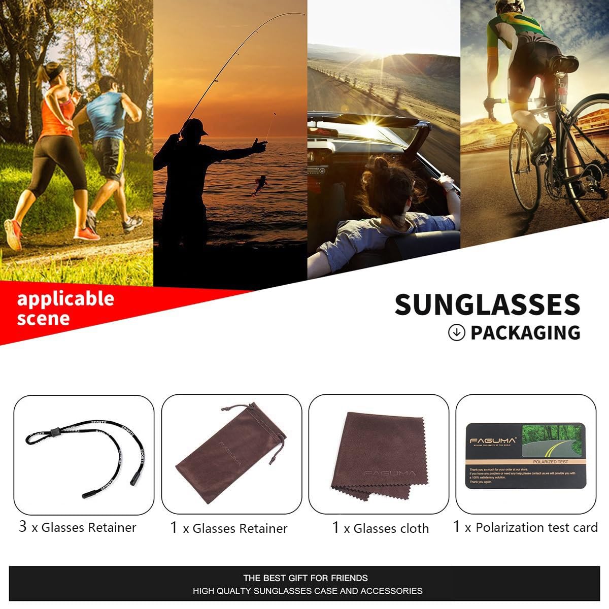 FAGUMA Sports Polarized Sunglasses For Men Cycling Driving Fishing UV400 Protection