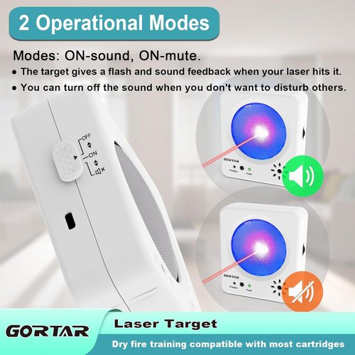 GORTAR 9mm Training Dummy Rounds (12 pcs) & Portable Laser Target Kit – Enhance Shooting Skills with Dry-Fire Practice and Real-Time Accuracy Feedback