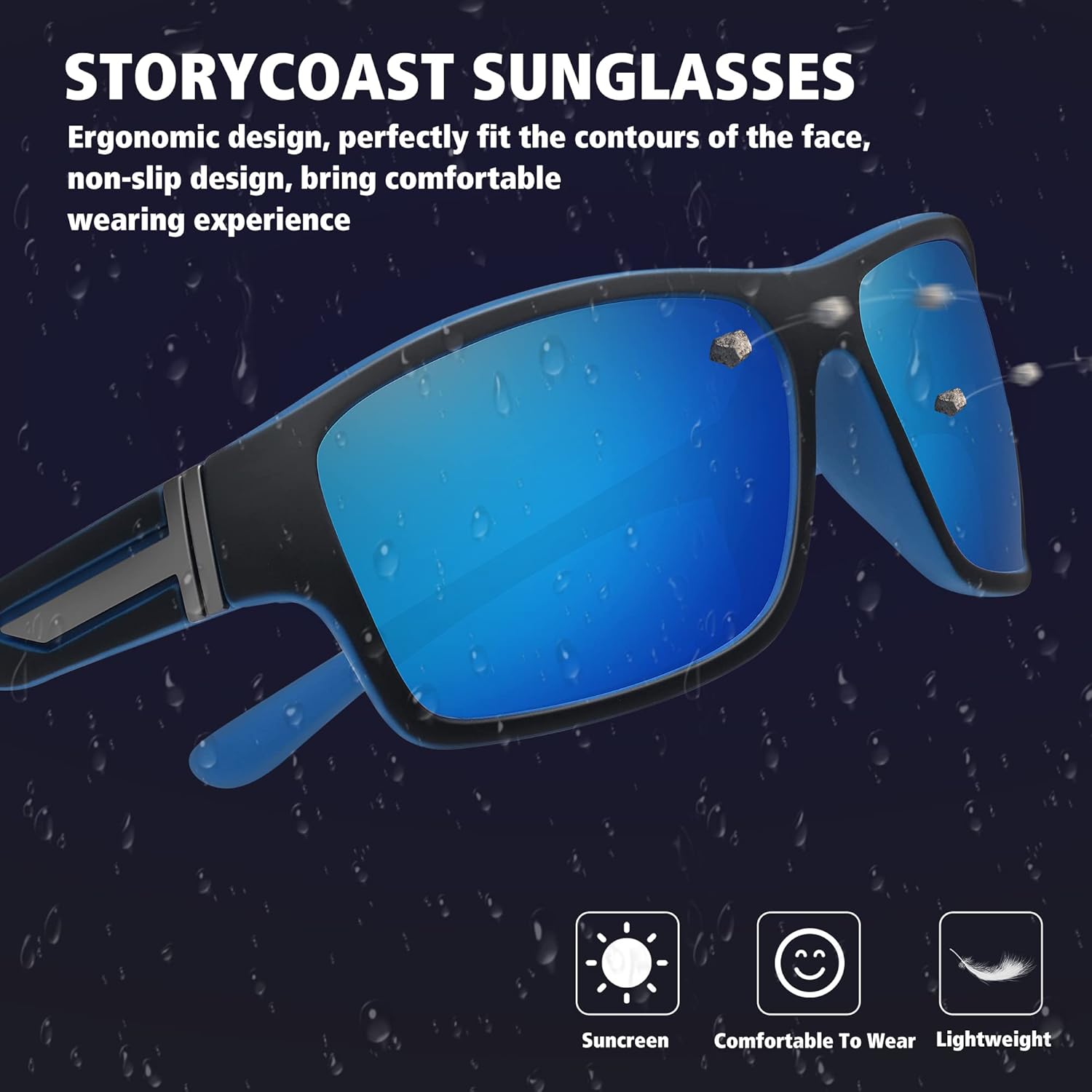 STORYCOAST Polarized Sports Sunglasses - Unbreakable Frame for Cycling, Fishing & Driving