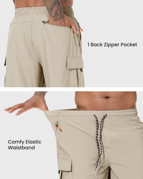 Men's Cargo Shorts Quick Dry Lightweight Stretch Hiking Shorts for Men with 5 Pockets No Lining