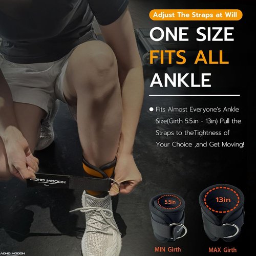Comfortable Adjustable Ankle Straps - Glute Cuff for Cable Machines | One Size Fits All