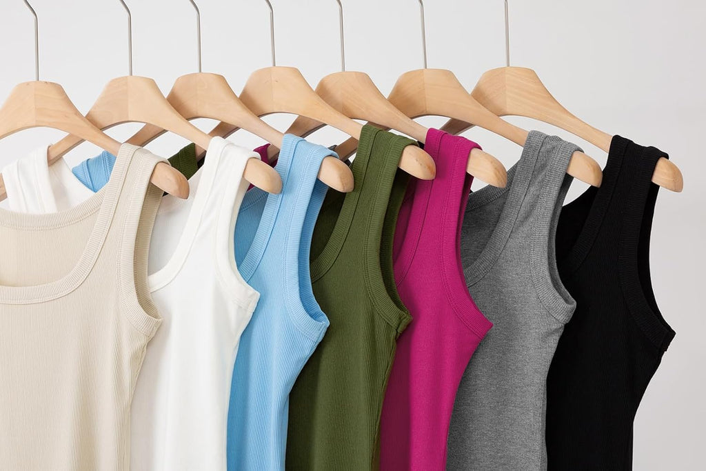 SVALIY Women's Fitted Ribbed Tank Top - Square Neck Sleeveless Shirt | Summer Essential 2024