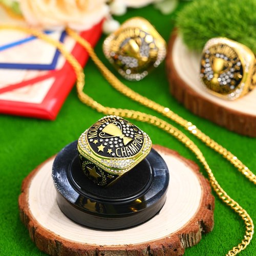 Highergo Championship Rings Set - 20 Pcs Sports Trophy Rings with Display Chain & Stand | Perfect for Awards