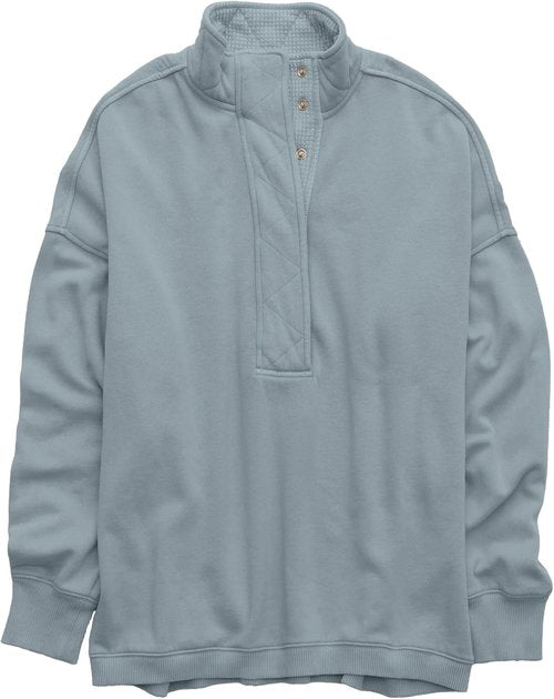 Gacaky Oversized Sweatshirt for Women - Casual Long Sleeve Button Henley Neck Pullover Top
