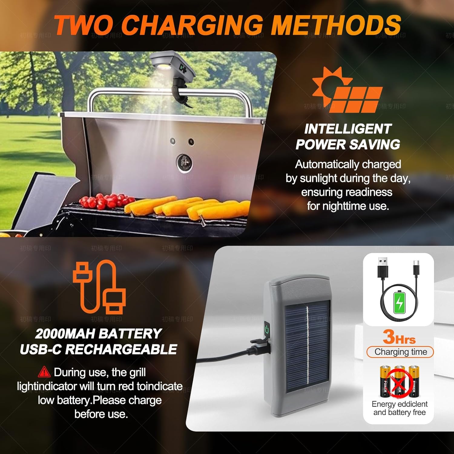 Skiennix LED Grill Light - 360° Rotatable Head & USB-C Rechargeable Battery - Perfect for Outdoor Grilling & Camping