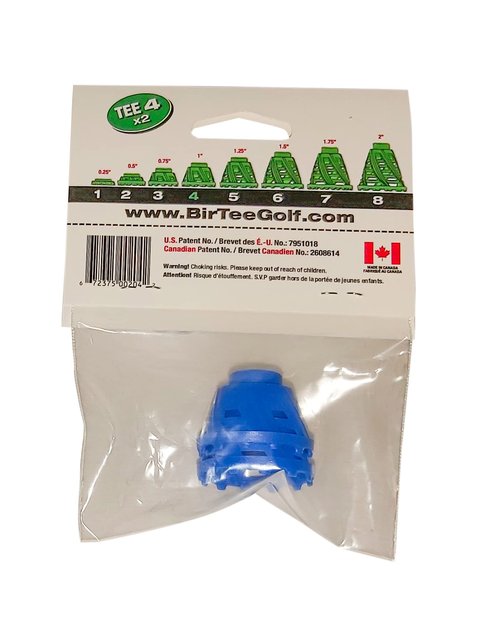 BirTee Pro Golf Tees - Size #4 (1") Individual Size Pack - 2 Tees Per Pack. Winter/Mat/Simulator Tees (Blue)