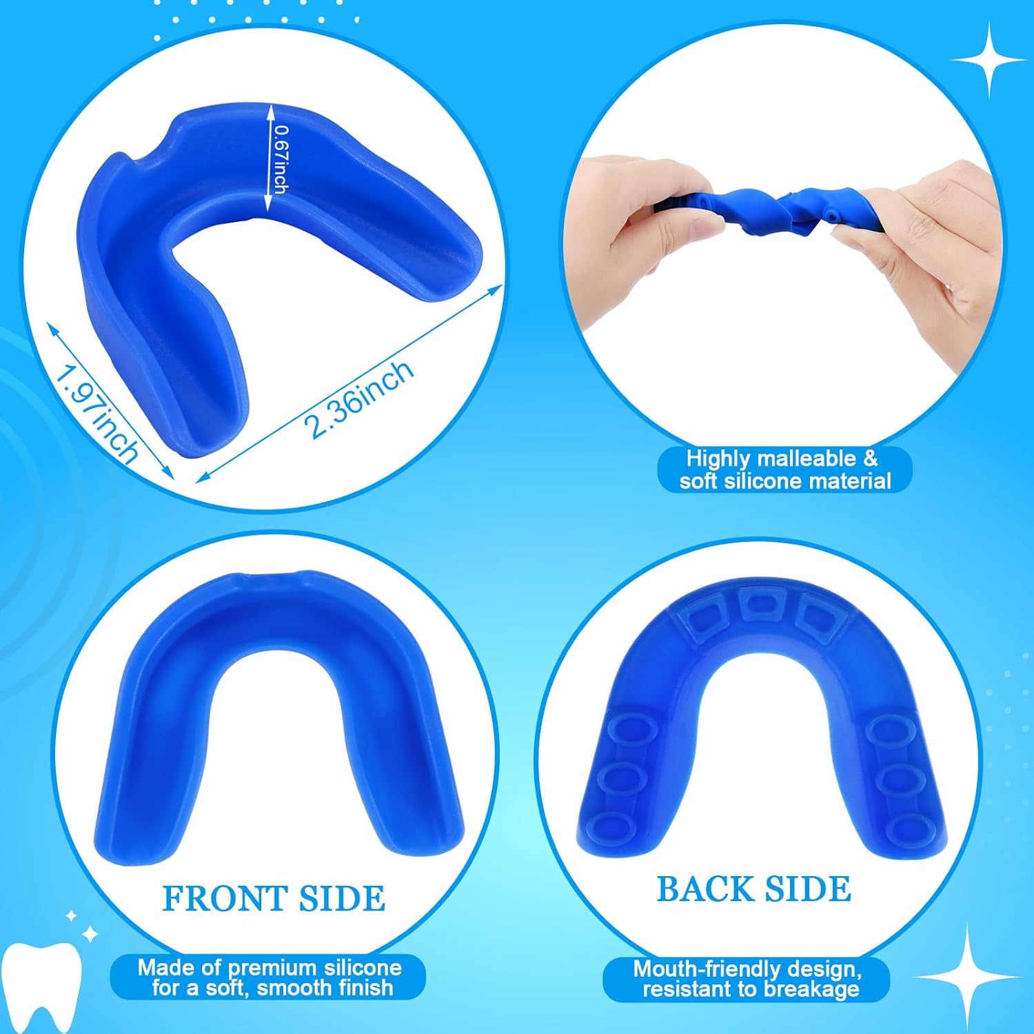 Skiennix Mouth Guard for Sports - Moldable Youth Silicone Mouthguard with Storage Box | 6-Pack