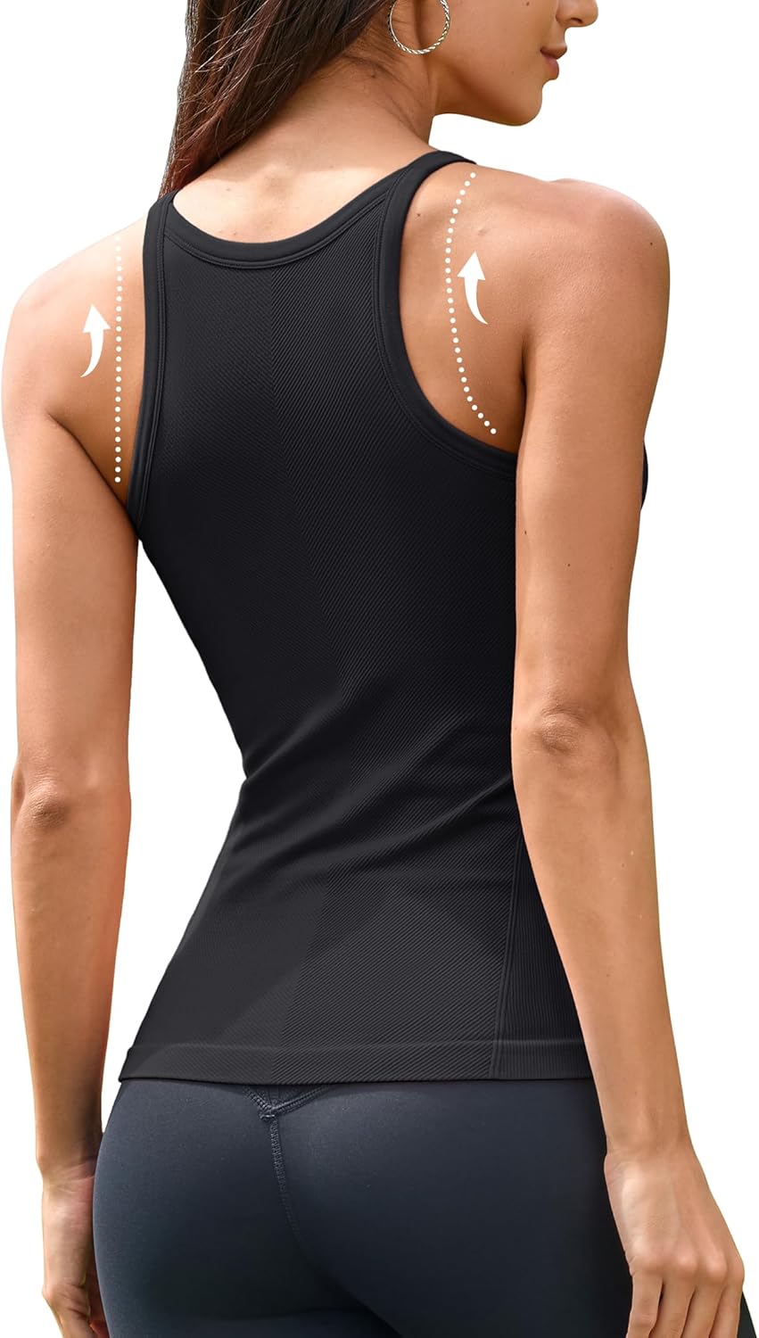 ATTRACO Women's Workout Tank Top - Built-In Bra & Seamless Design | Ribbed Athletic Camisole