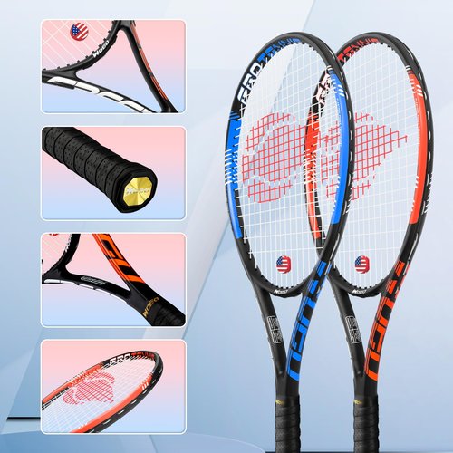 Adult 2 Player Tennis Racket Perfect for Beginner and Professional Players, 27” Speed Tennis Racquet Include Tennis Balls, Overgrips, Tennis Bag, Vibration Dampe, Cover