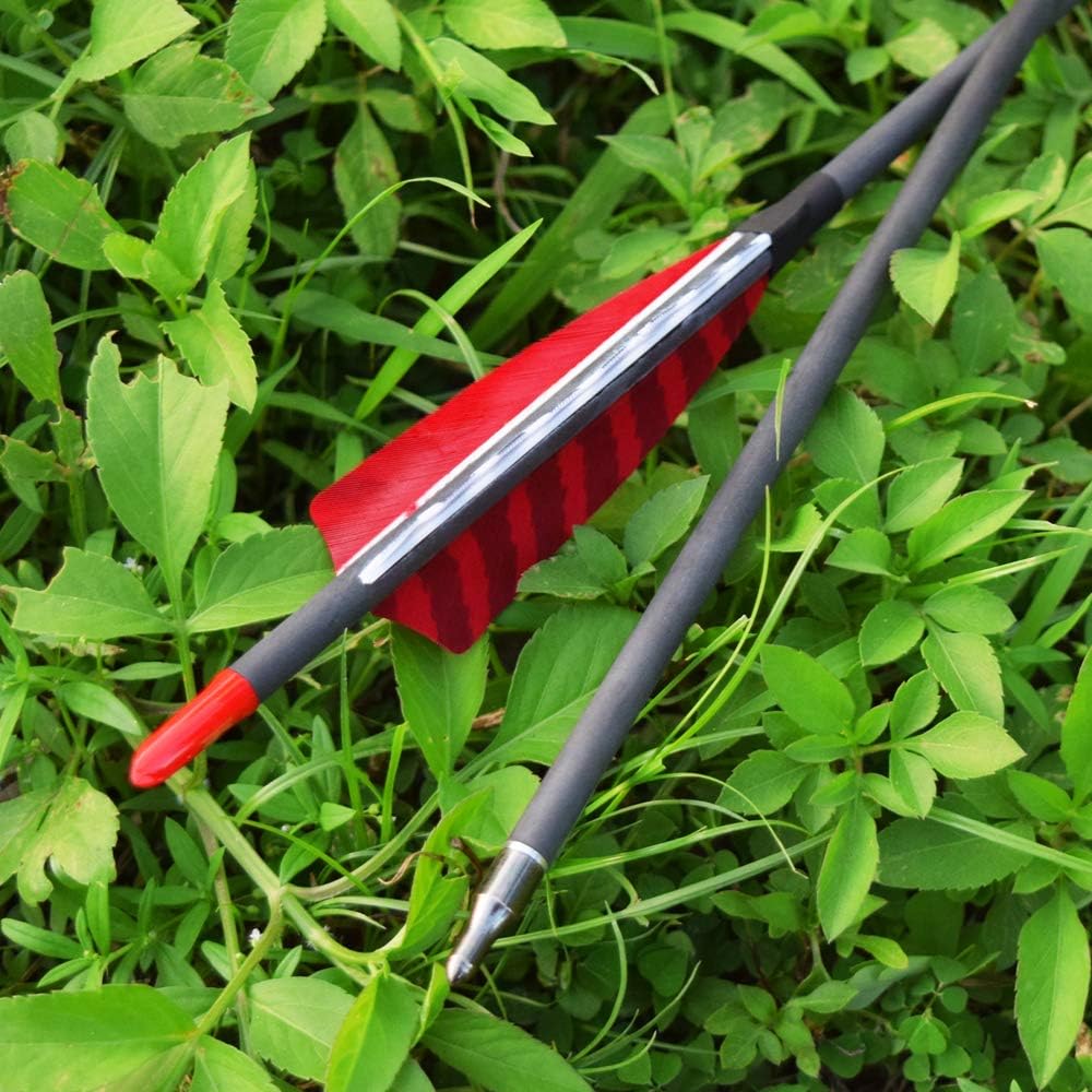 Pure Carbon Arrows - 30 Inch Turkey Feather Fletching | 600/700 Spine for Traditional & Compound Bows