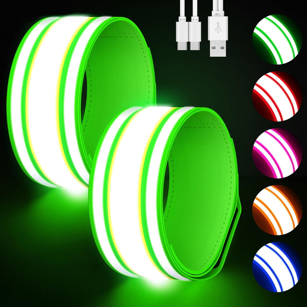 Skiennix LED Armband - High Visibility Reflective Gear | 3 Light Modes, Rechargeable, 2 Pack, 5 Colors