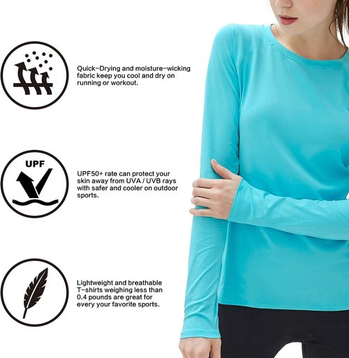 Isnowood Women's Long Sleeve Sun Protection Shirt - UPF 50+ UV Rash Guard for Hiking & Running