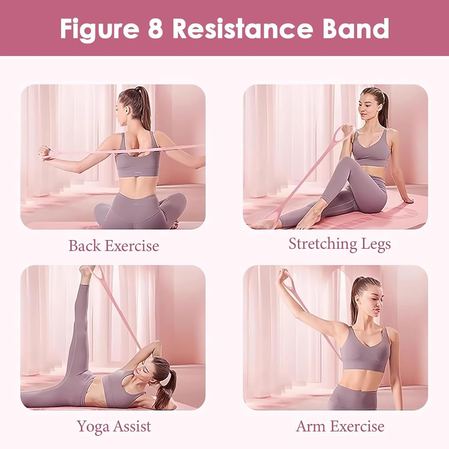 Skiennix Figure 8 Resistance Bands Set - Fitness Elastic Workout for Arms, Back & Chest | 2 Pcs