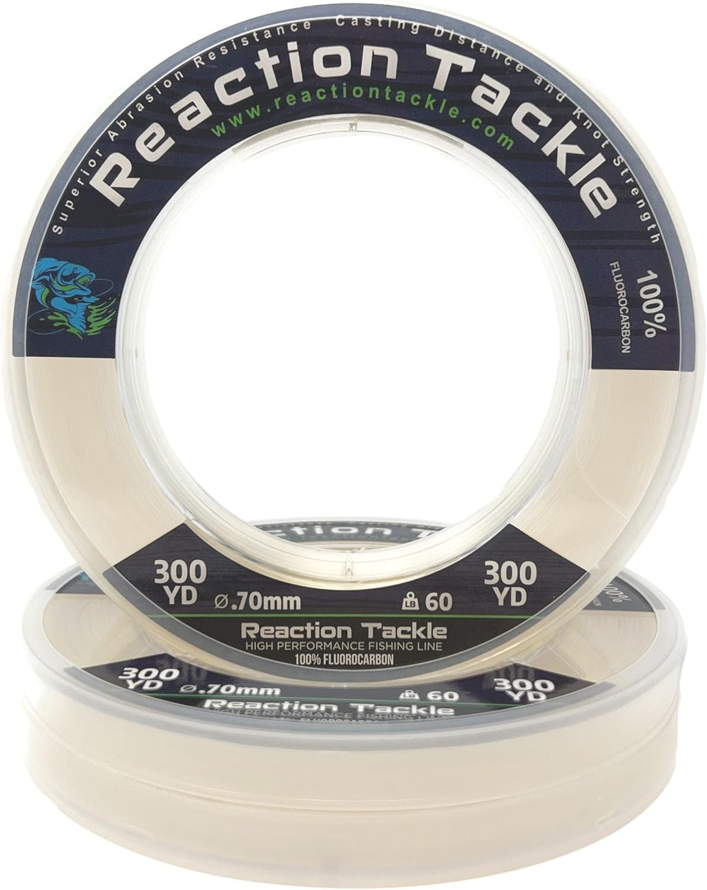 Reaction Tackle 100% Pure Fluorocarbon Fishing Line - High Strength & Abrasion-Resistant | Fast-Sinking & Invisible