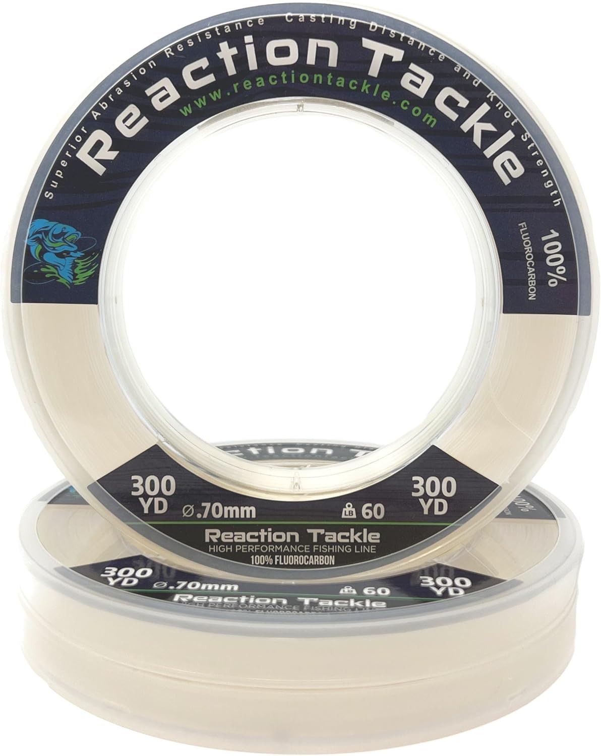 Reaction Tackle 100% Pure Fluorocarbon Fishing Line - High Strength & Abrasion-Resistant | Fast-Sinking & Invisible