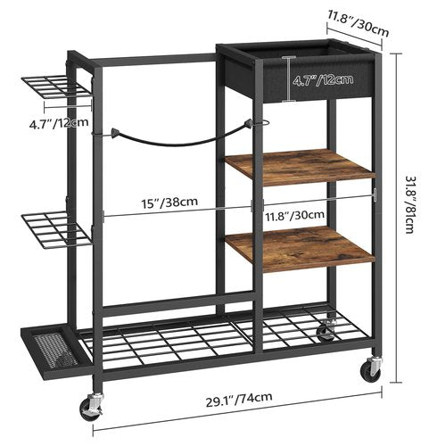 MAHANCRIS Golf Storage Organizer for Garage, Golf Bag Stand for Single Golf Bag and Equipment Accessories, Freestanding Golf Club Holder for Garage, Shed, Home, Basement, Rustic Brown BEHR17401