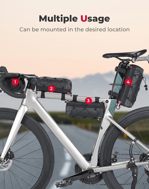 KEMIMOTO Bike Handlebar Bag with Waterproof Rain Cover Front Bike Bag for Bicycles - Water-resistant Dual Zippers for Mountain Road Bike, Cycling Commuter Shoulder Bag Professional Bicycle Accessories