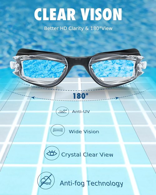 Aegend Swim Goggles - Anti-Fog & UV Protection for Kids Aged 3-14 | Comfortable Fit