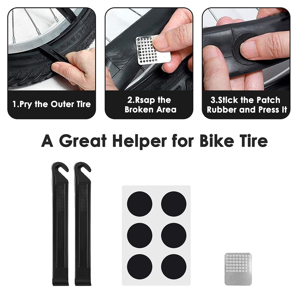 WOTOW Bike Repair Tool Kit - 16 in 1 Bicycle Multitool Portable Mountain Bike Tool Cycling Maintenance, Bike Hex Key Wrench & Bike Tube Patch Kit & Tire Lever & Hard Carrying Case (16 in 1)