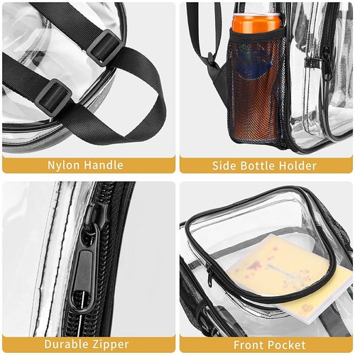 TKSDWBLTY 3Pcs Clear Backpack for Stadium Events,10x12x4 Inches Small Clear Backpack for Concert,Transparent Bag for Soccer Match Tennis Match,Festival Sports Outdoor Festival Essentials-Black
