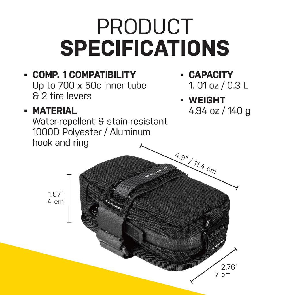 Topeak Elementa GearBag or GearBag EX – Compact Under-Seat Bike Bag with Ratchet Tool Set, 0.3L Storage