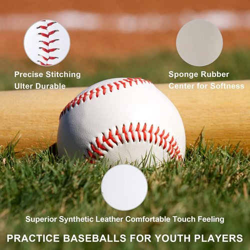 GKK Baseball 12 Pack - 9-Inch Training Balls for Youth & Adult | Safe TeeBall Practice