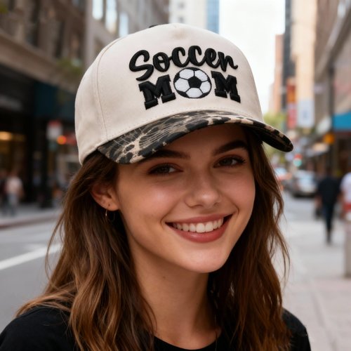 Bofemgt Soccer Mom Accessories - Soccer Mama Baseball Caps Embroidered Adjustable Washed Trucker Hat Beige