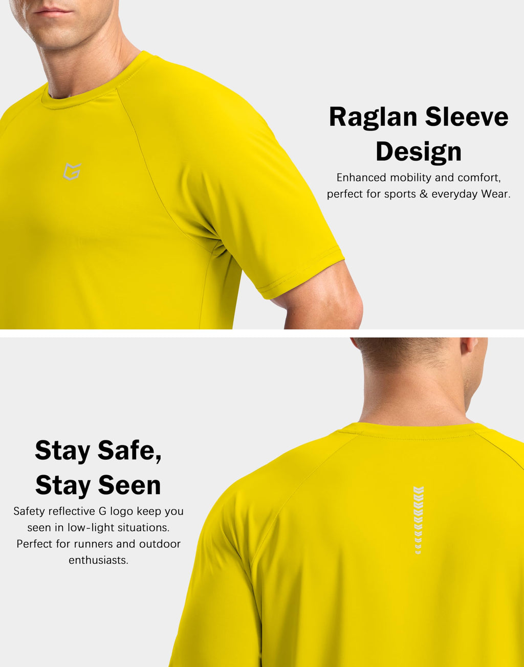 G Gradual Men's Athletic Workout T-Shirts Moisture Wicking Cooling Running Shirts Short Sleeve Performance Tee for Gym Tennis(Yellow,3XL)