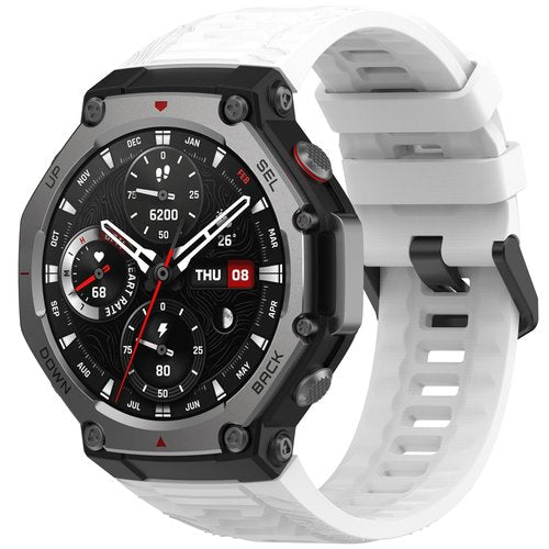 XINGMALY Replacement Compatible with Amazfit T-Rex 3 Bands, Texture Sport Replacement Soft Flexible Silicone Sweat Resistant Band Strap Wristband for Amazfit T-Rex 3 Smart Watch (White,Red,Black)