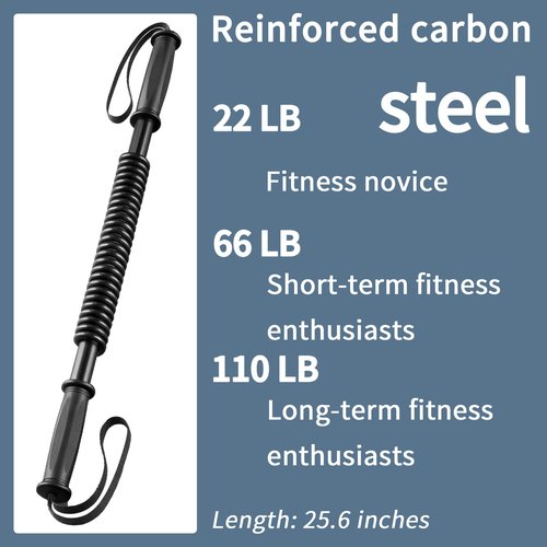 ZUFUMI Power Twister Flex Bar - Gorilla Bar for Chest Workout, Arm Shoulder Upper Body Chest Builder & Strengthener Spring Exercise Equipment (10-22LBS)