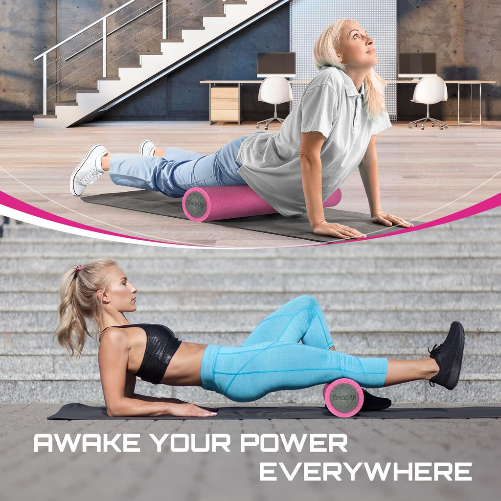 Yes4All Medium Firm PE Foam Rollers for Yoga & Pilates, Available in 12, 18, 24, 36 inch, Two-Layer PE Yoga Roller for Massage